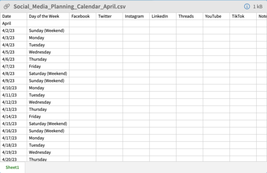 social media planning calendar